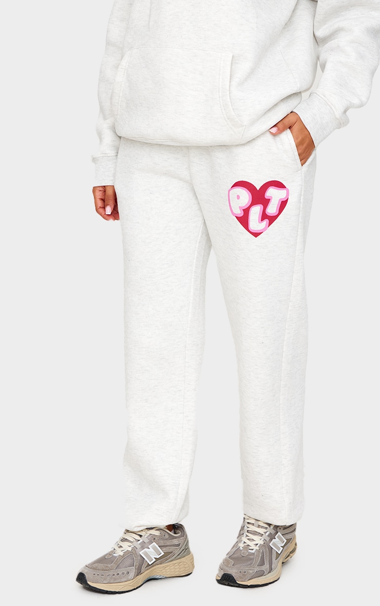 Petite Ash Grey Graphic Detail Cuffed Sweatpants image 2