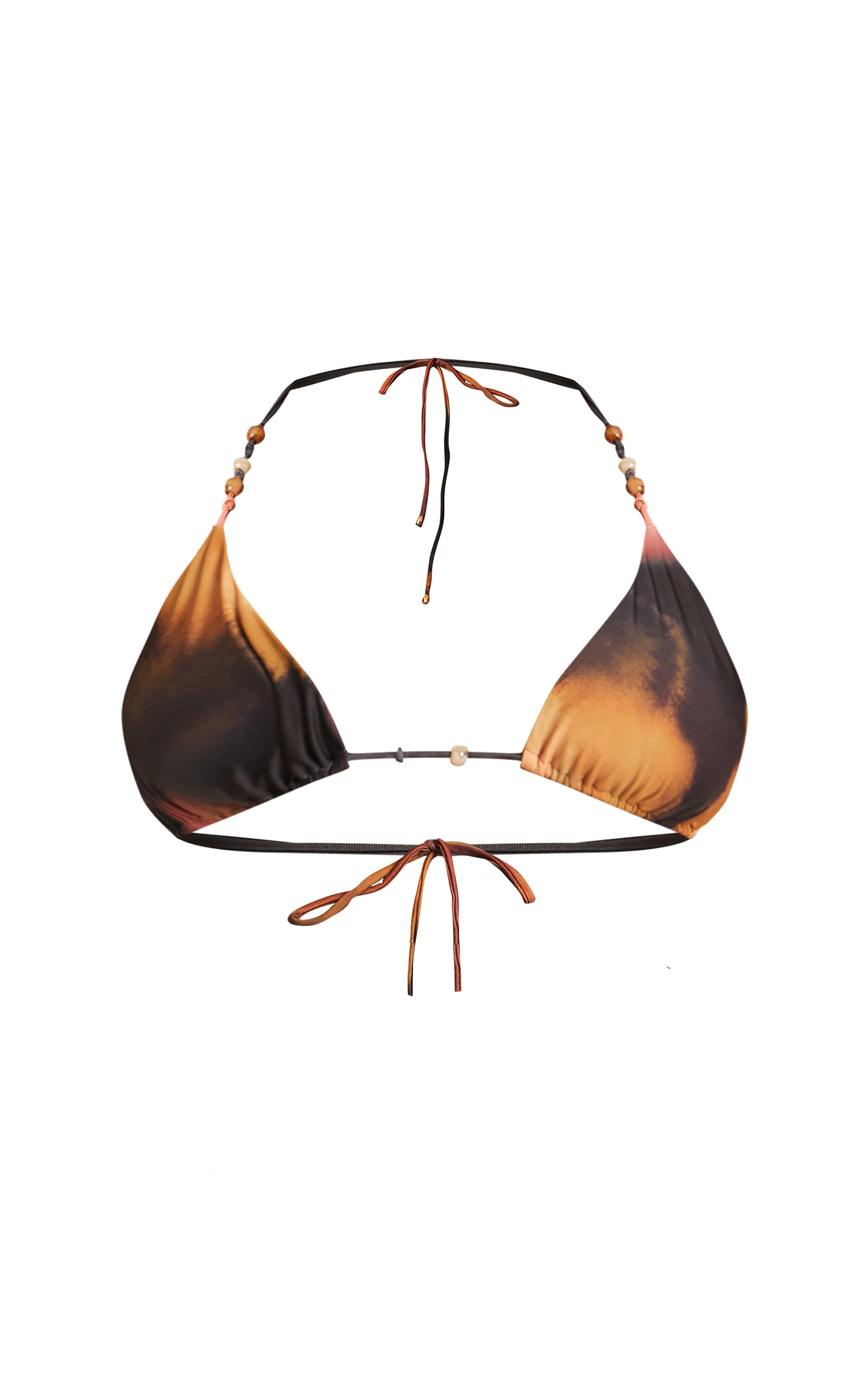 Plus Haut de maillot de bain triangle multicolore imprimé floutté à empiècements perles image 5