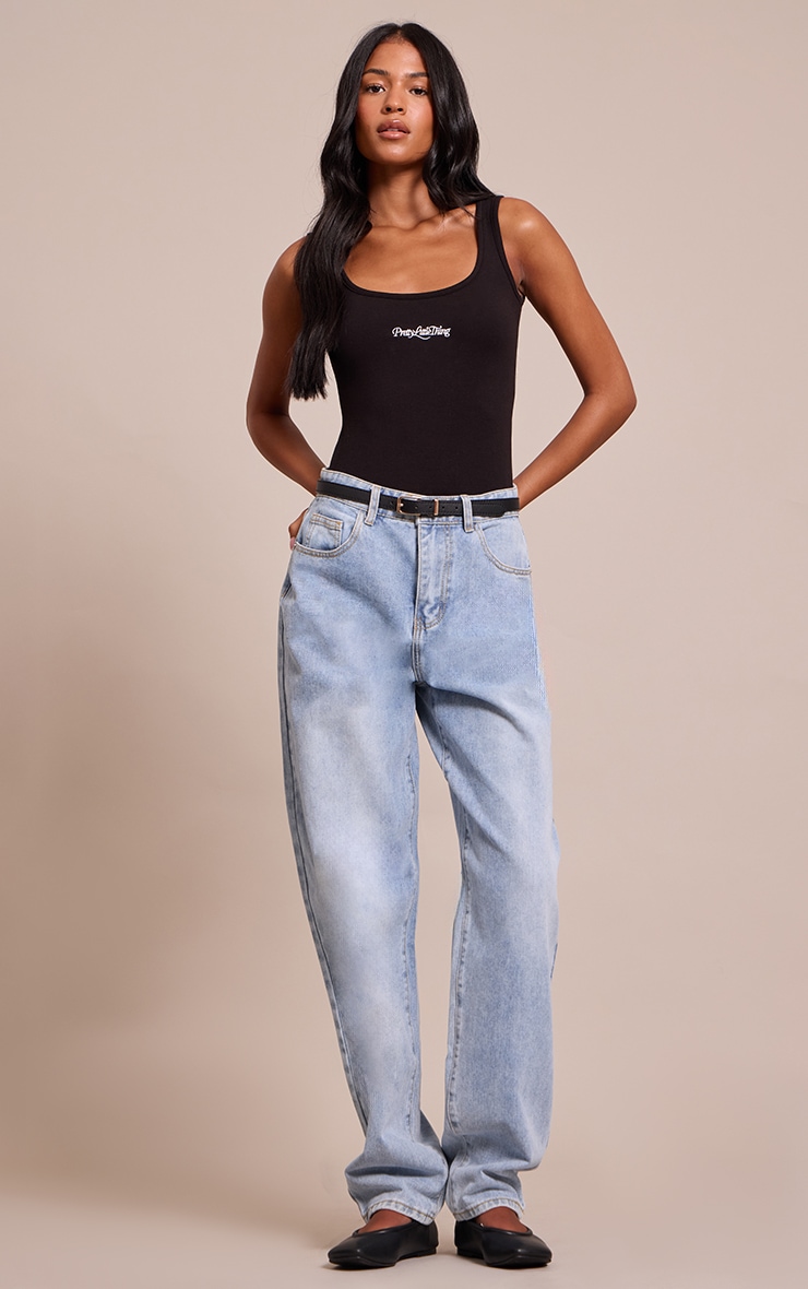 Tall Black Prettylittlething Scoop Neck Bodysuit image 3