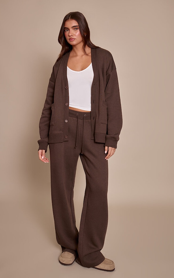 Chocolate Wide Leg Drawstring Track Pants