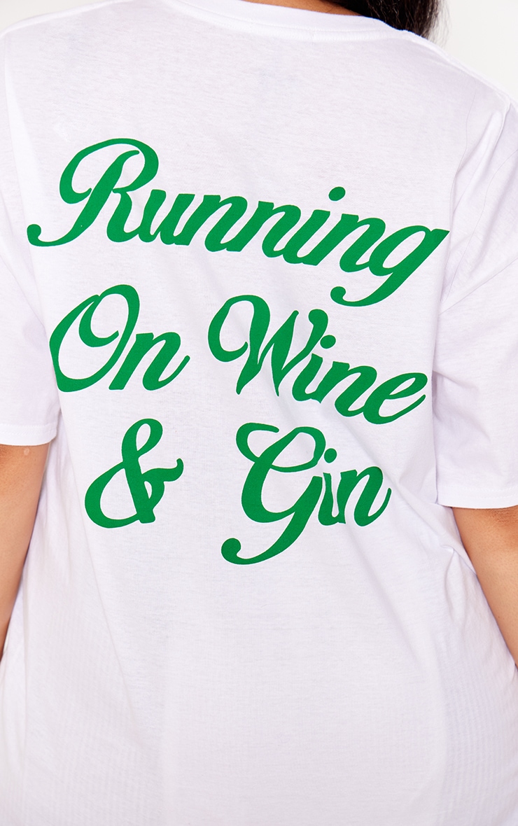 Plus White Wine And Gin Oversized Printed T-shirt image 4