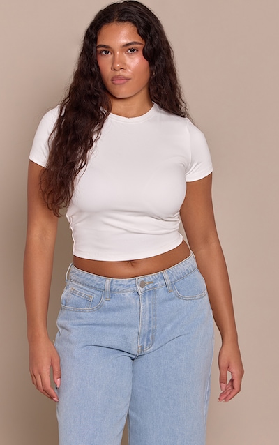 Shape White Built In Bra Sculpt Short Sleeve T-shirt