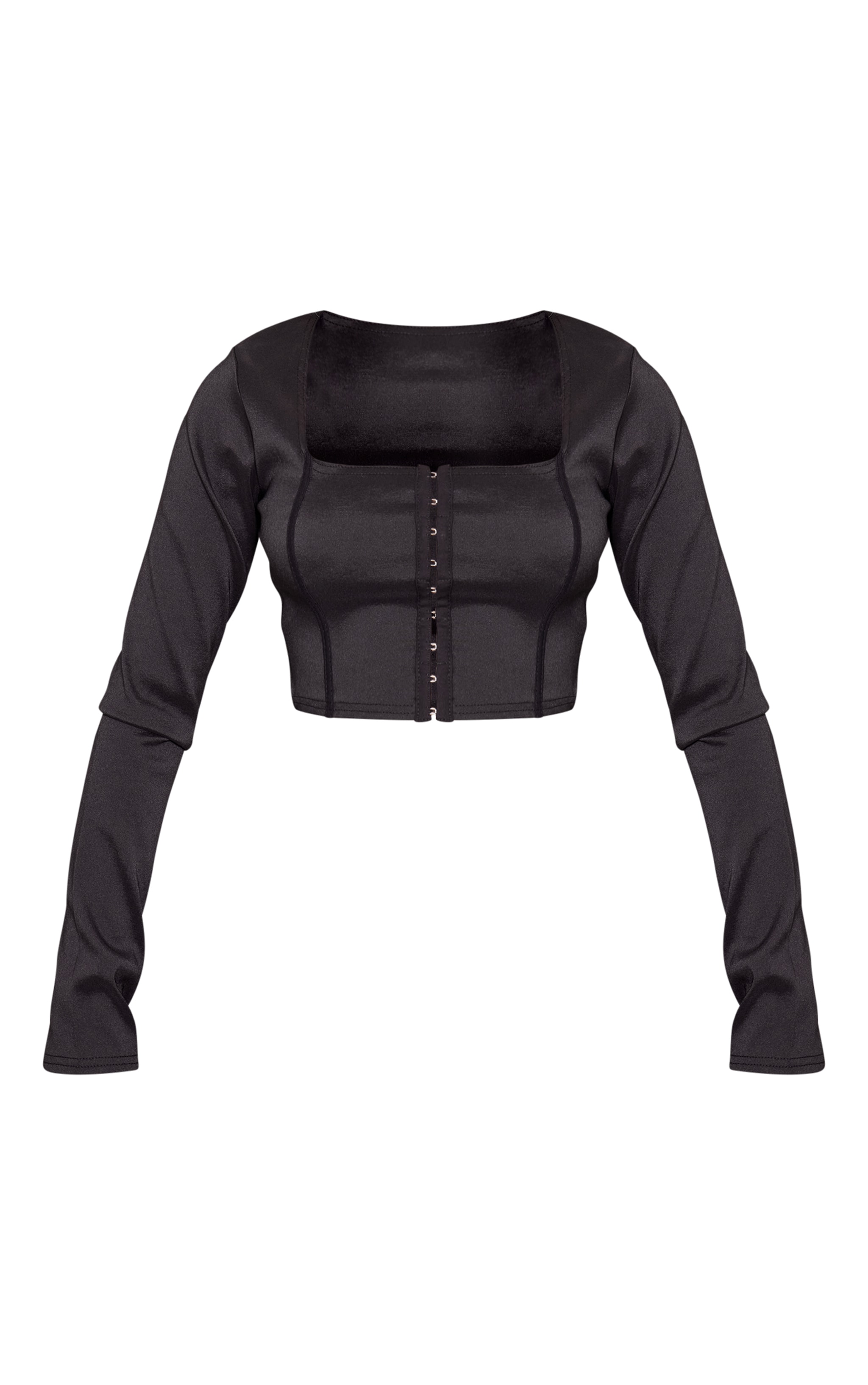 Black Long Sleeve Bengaline Corset image 2