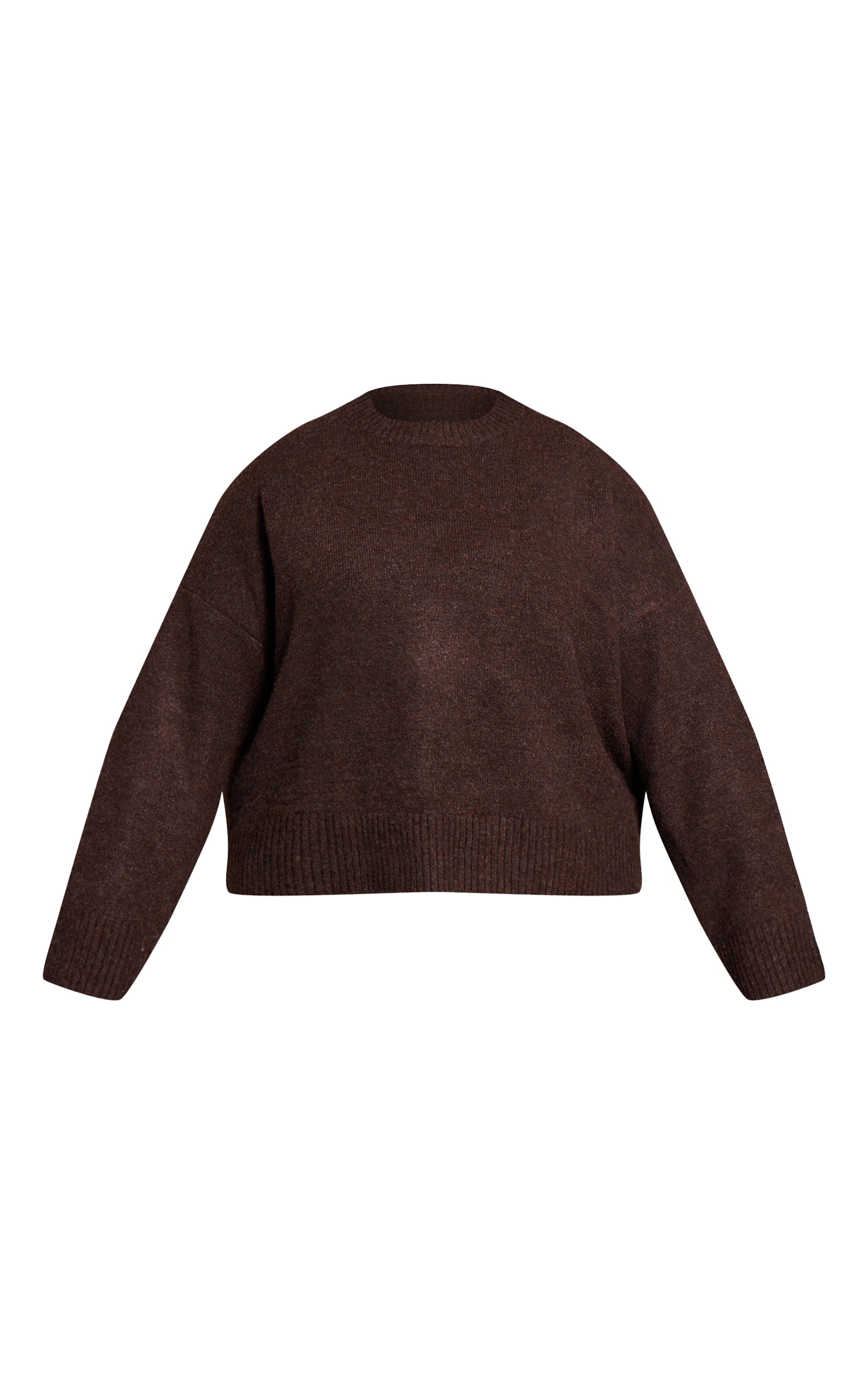 Plus Chocolate Marl Knitted Cropped Crew Neck Sweater image 5