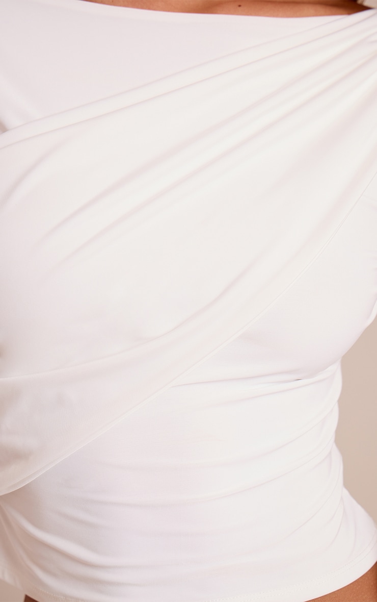 Cream Double Layer Slinky Drape Top image 4