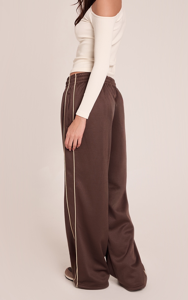 Chocolate Tricot Wide Leg Side Stripe Track Pants image 3