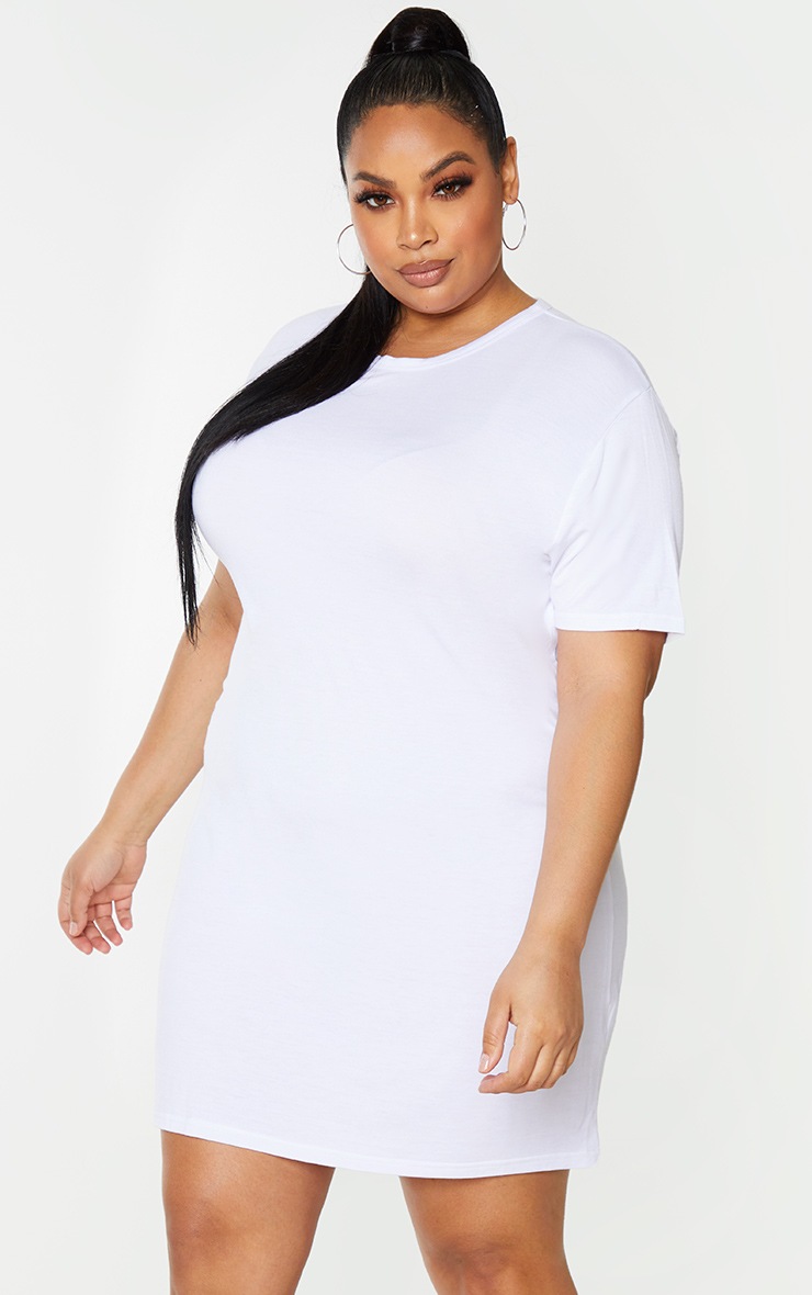 PLT Plus - Robe tee-shirt basique blanche à manches courtes