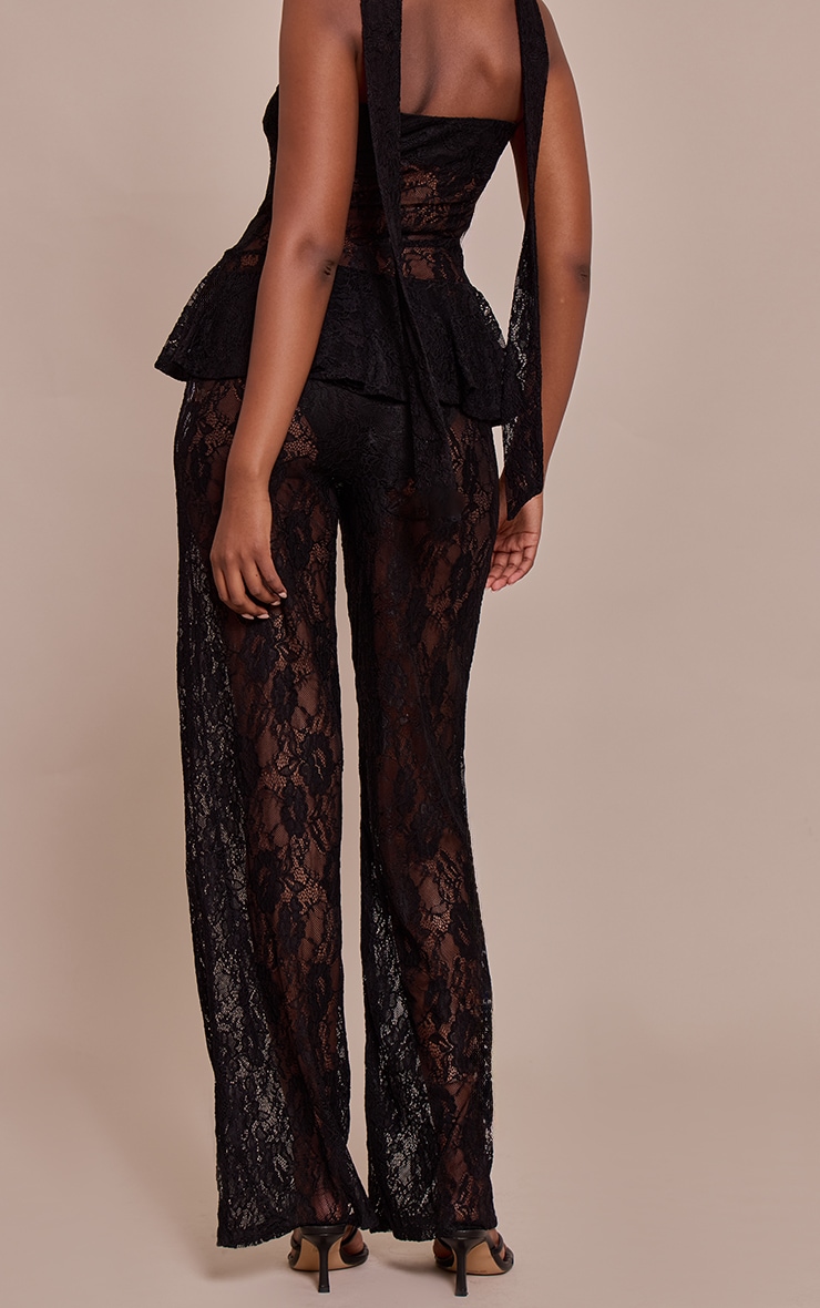 Black Lace Straight Leg Pant image 3