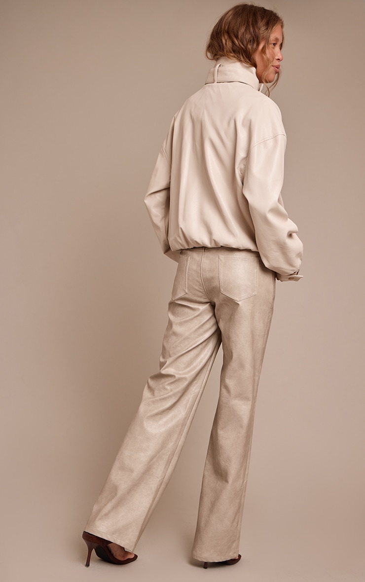 Pantalon droit en PU gris pierre délavé image 3