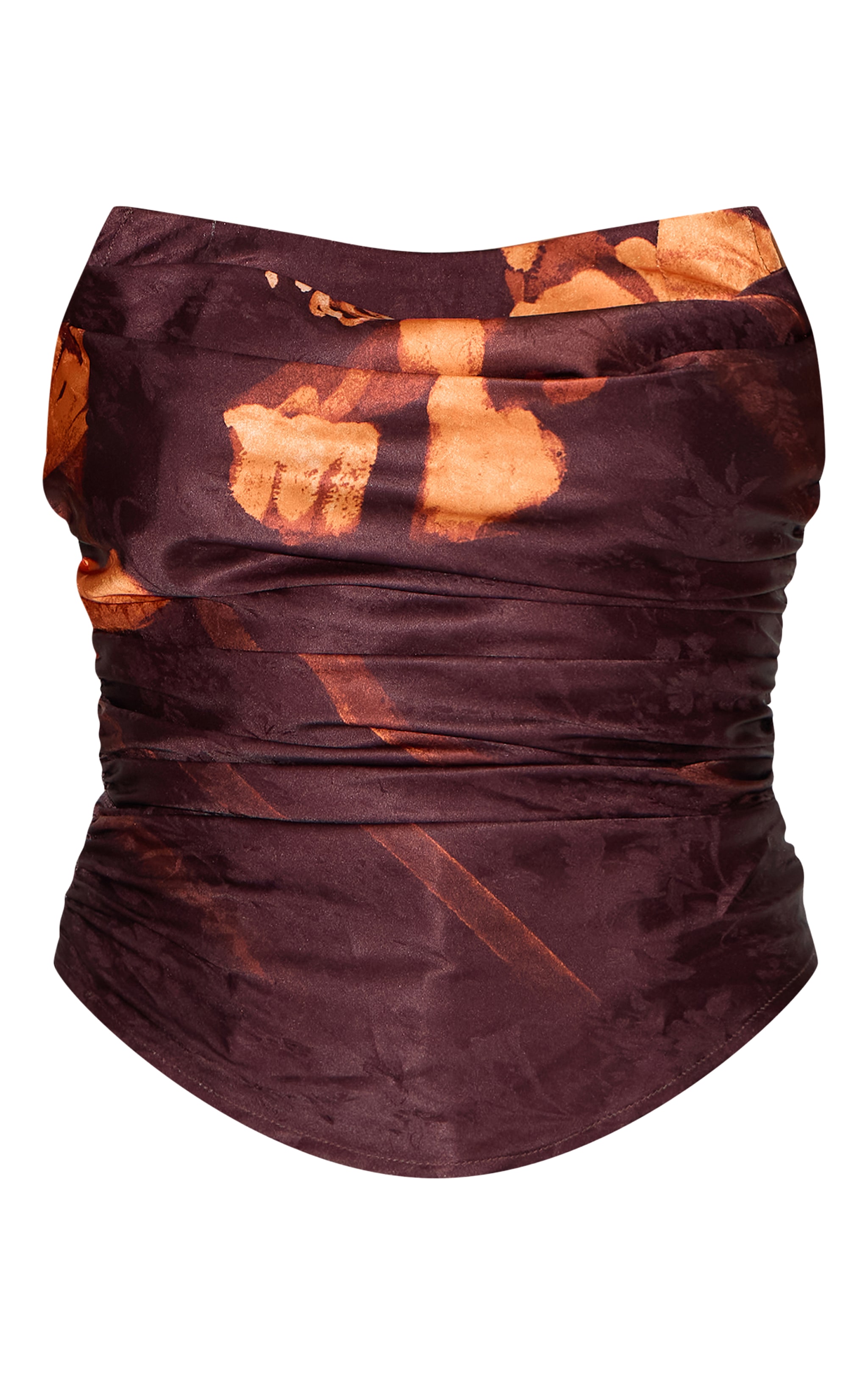 Corset satiné imprimé marron froncé image 5