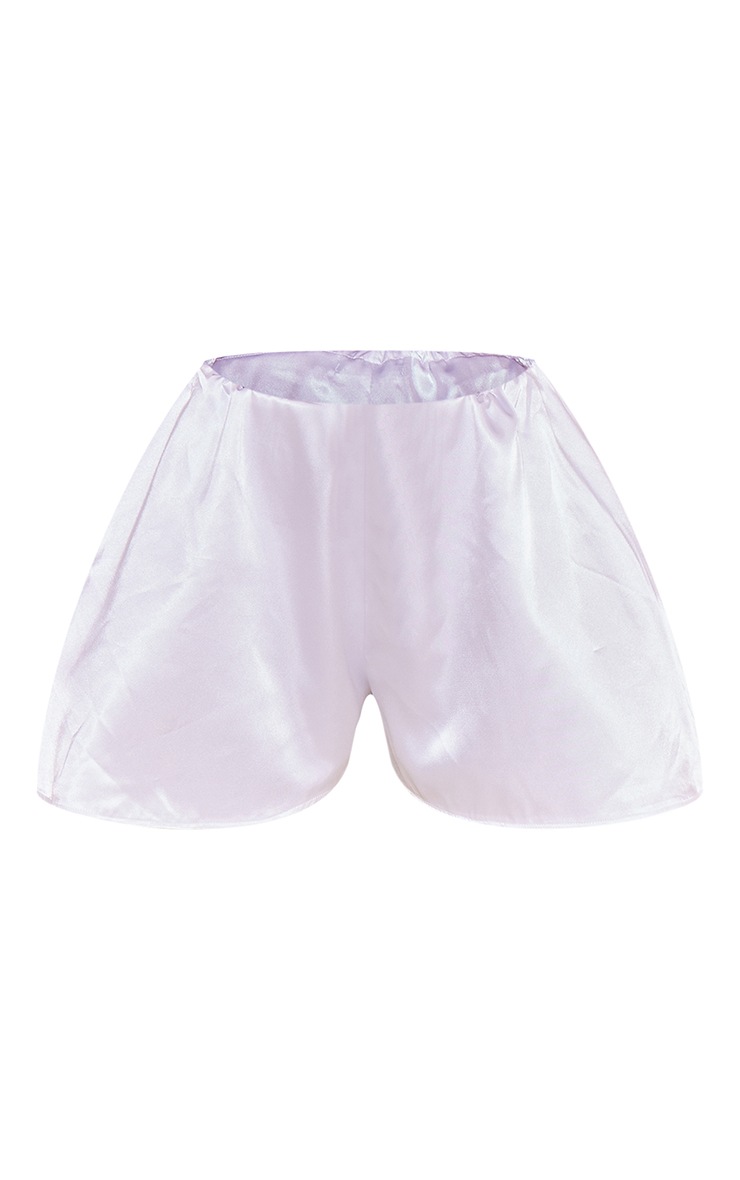 White Satin Drawstring Floaty Shorts image 6