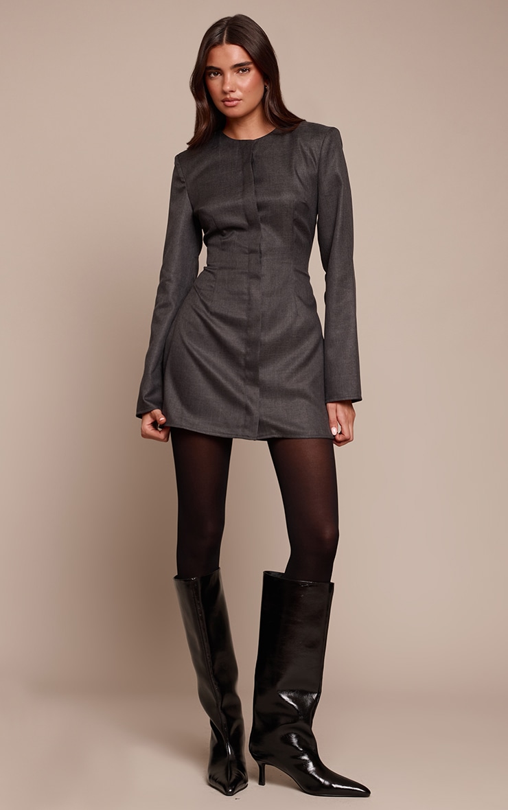 Robe blazer oversize en velours côtelé noir image 3