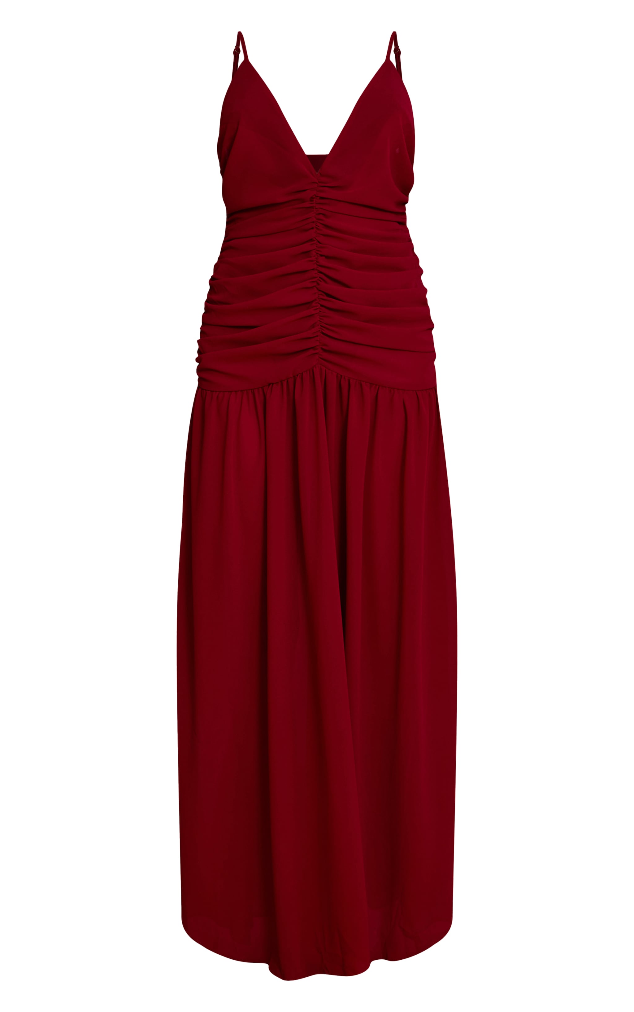 Magenta Chiffon Ruched Maxi Beach Dress image 5