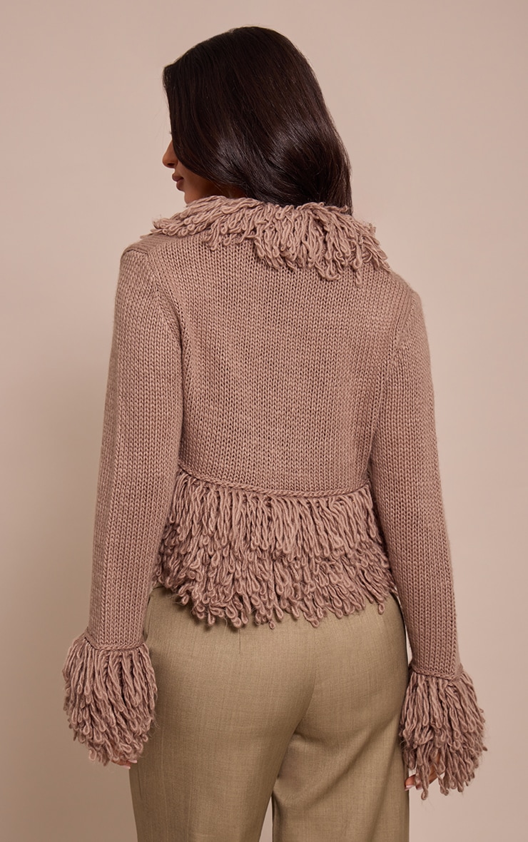 Petite Taupe Loop Knit Edge Cardigan image 2