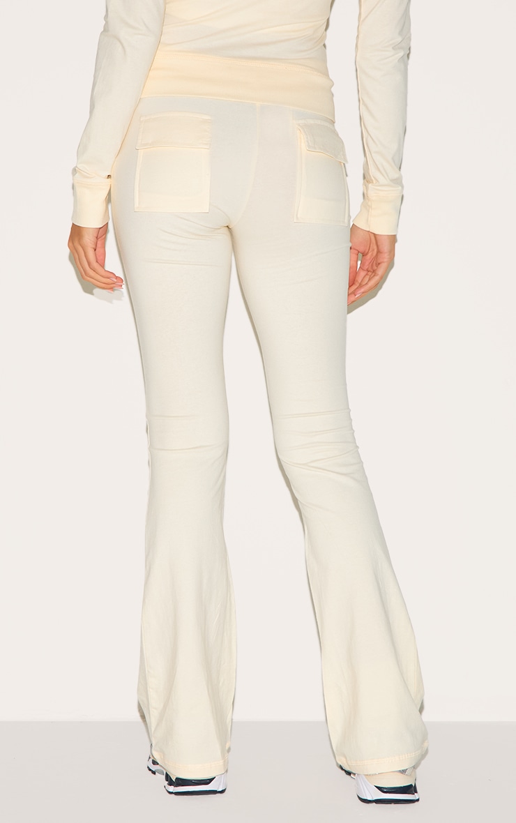 Cream Low Rise Skinny Flare Pants image 3