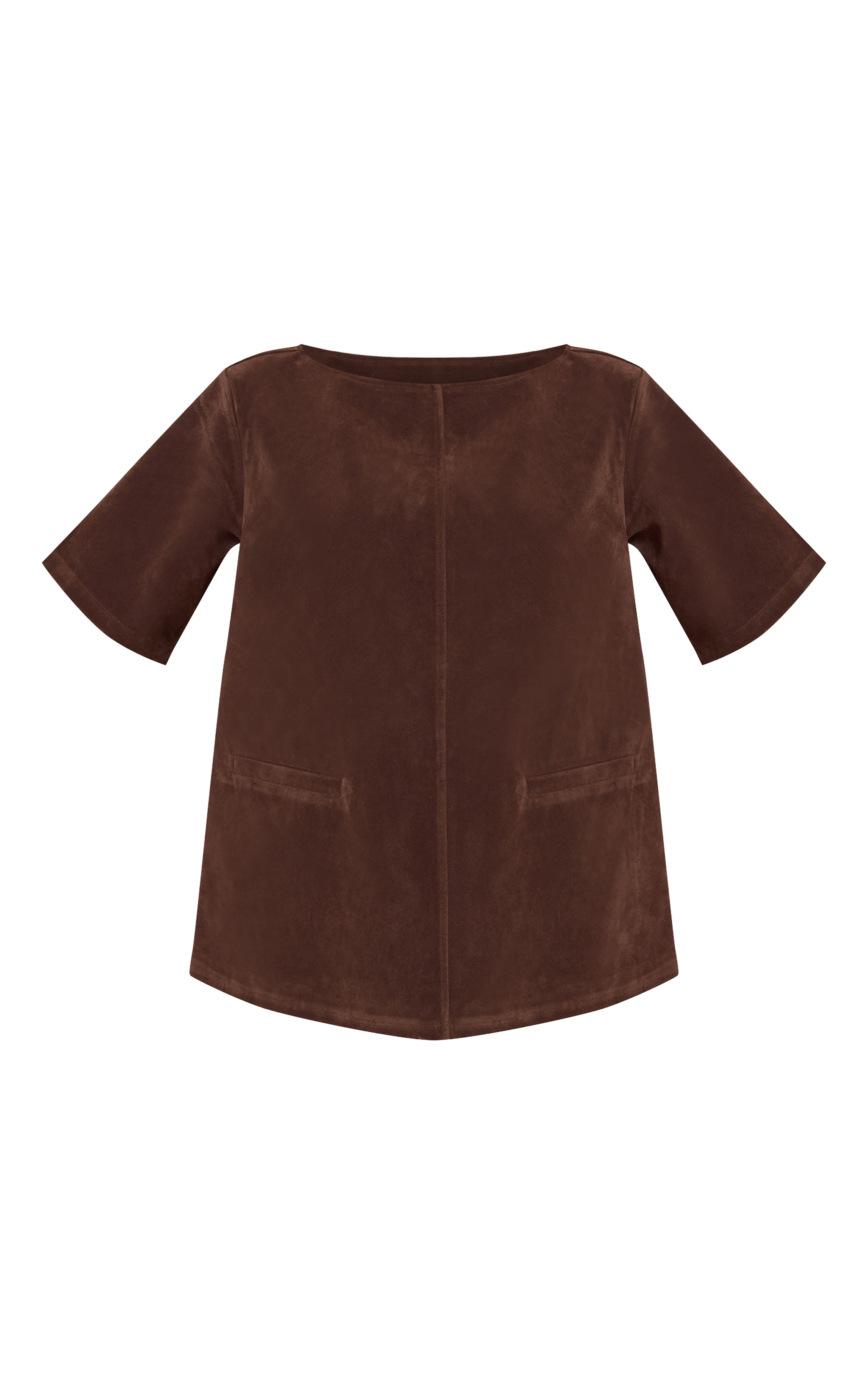 Dark Chocolate Faux Suede Oversized Boxy Detail Structured Top image 5