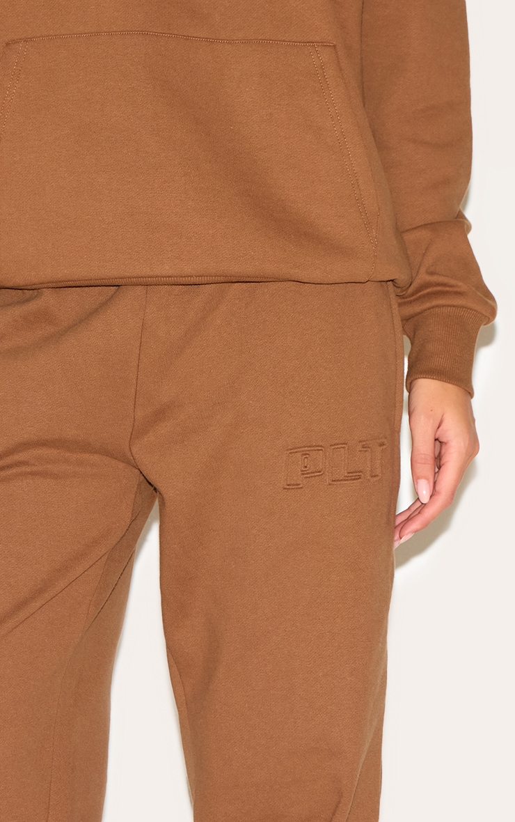 PRETTYLITTLETHING Taupe Premium Embossed Wide Leg Sweatpants image 4