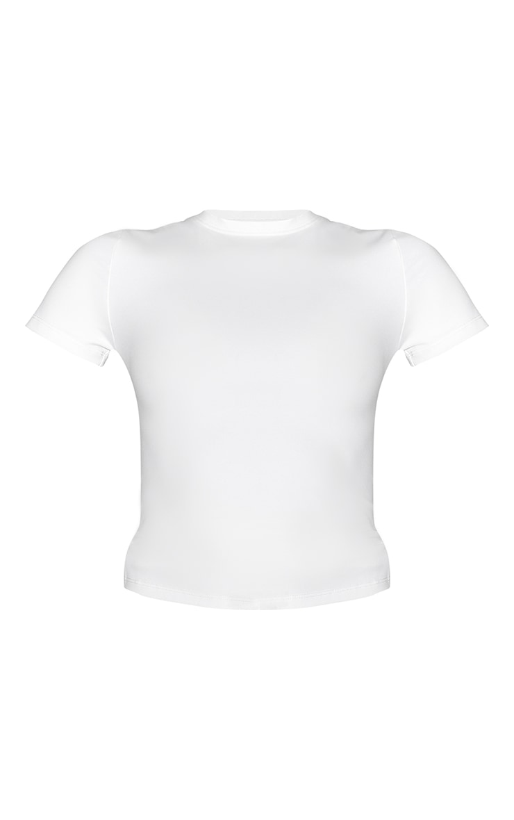 White Ultimate Sculpt Longline Short Sleeve Gym Top image 5