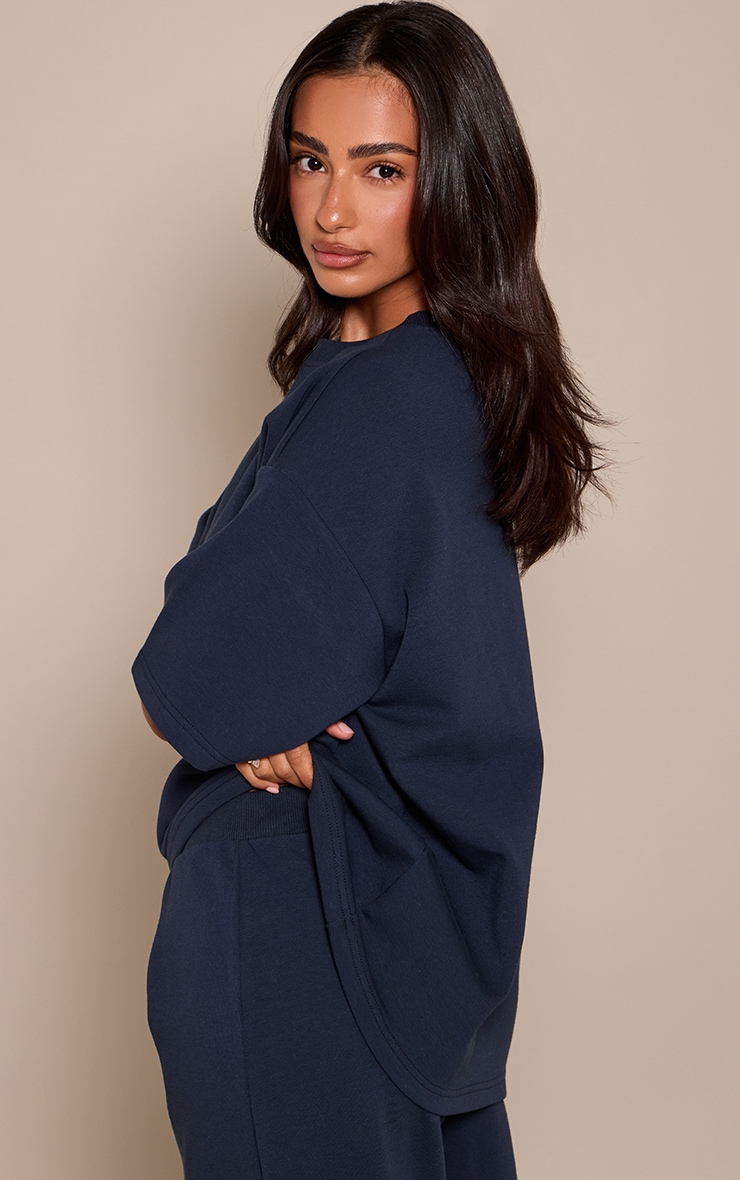 Petite Navy Boxy Oversized T-Shirt  image 2