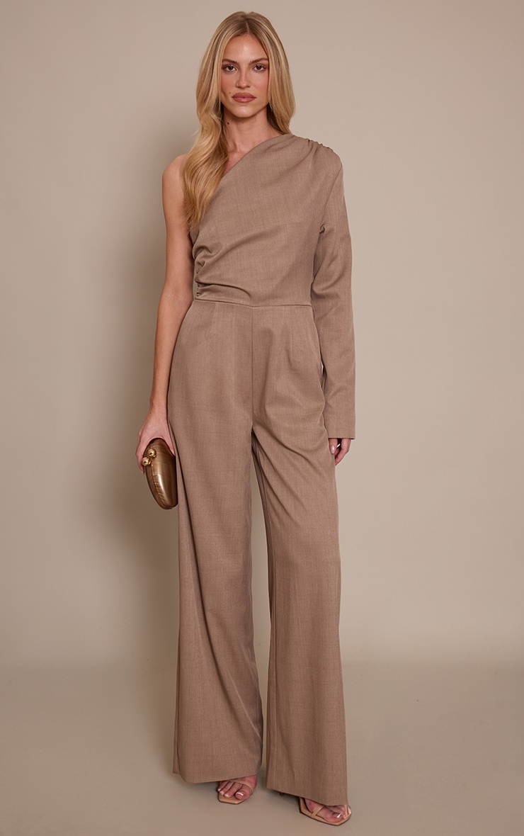 Mocha Woven Tailored One Sleeve Jumpsuit image 3