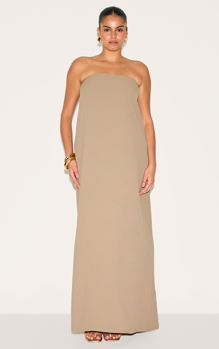 Plus Mushroom Floaty Woven Bandeau Maxi Dress image 1