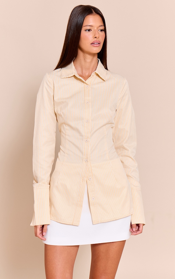 Lemon Stripe Cotton Fitted Shirt
