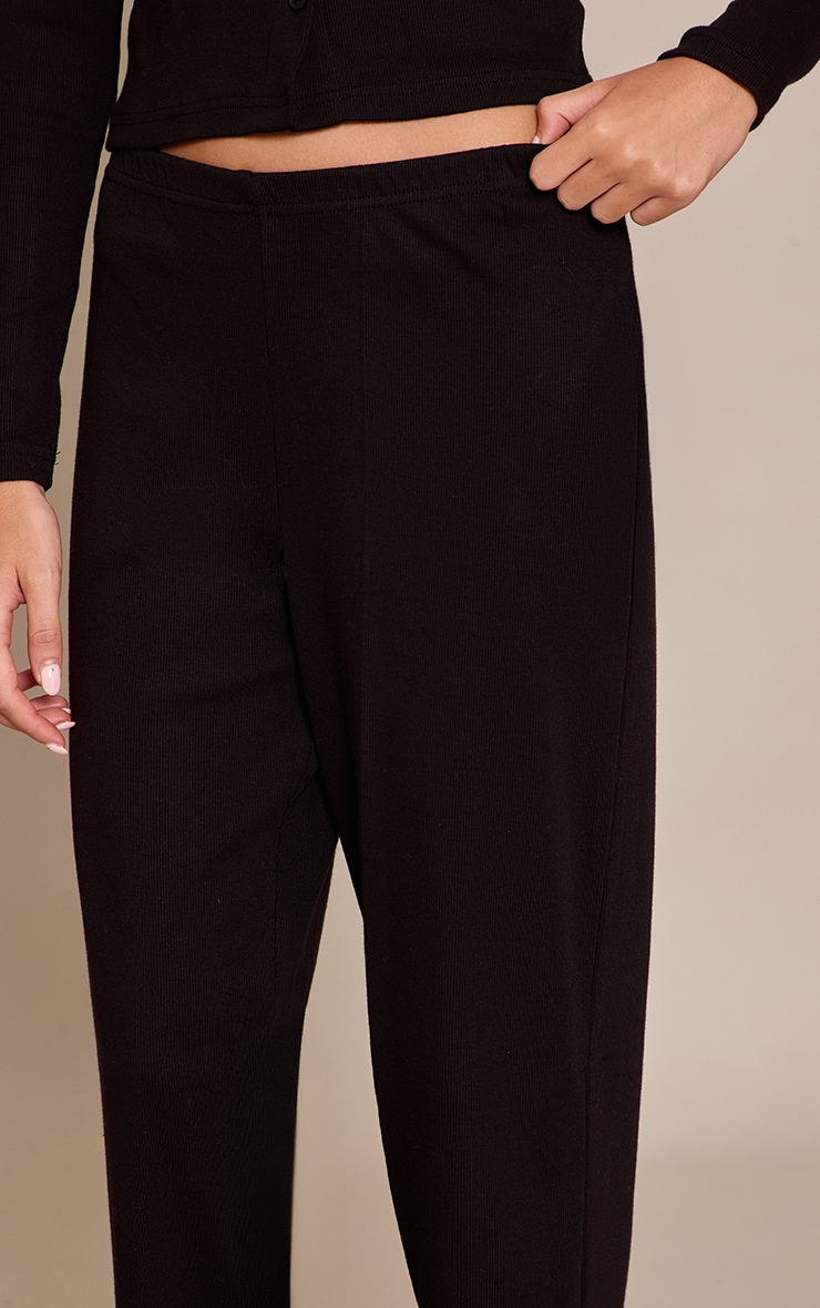 Black Wide Leg Elasticated Waist Pyjama Pants image 4