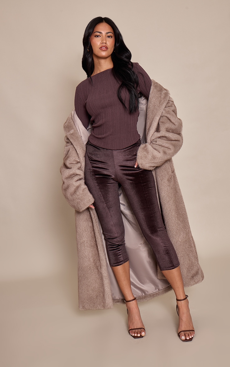 Brown Velvet Capri's