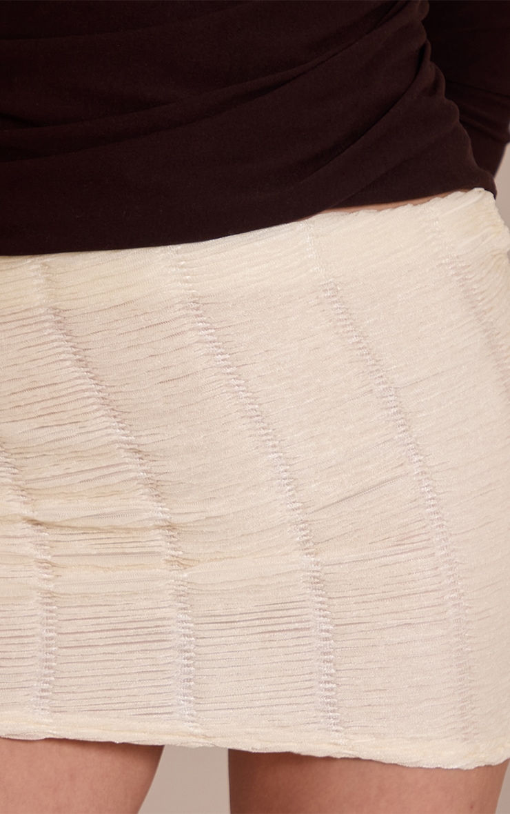 Cream Textured Jersey Mini Skirt  image 5