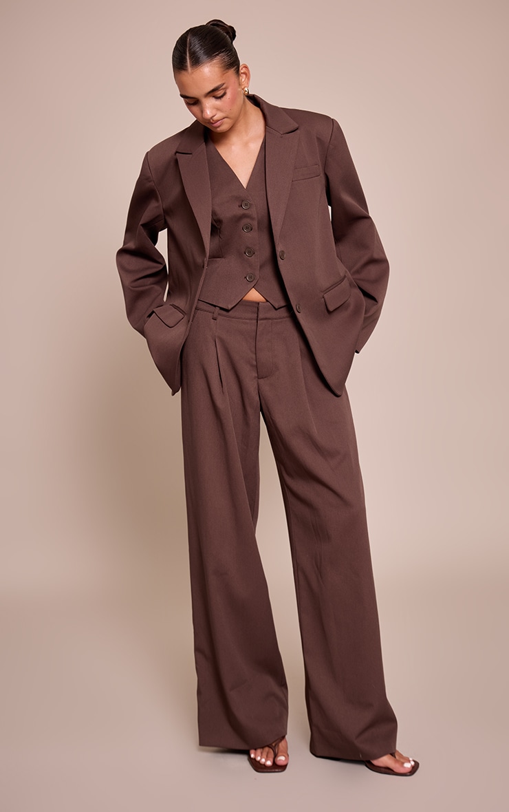 Dark Brown Tailored Woven Oversized Dad Blazer image 3