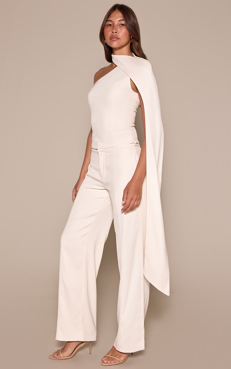 Cream Tailored Woven Seam Detail Pants image 2