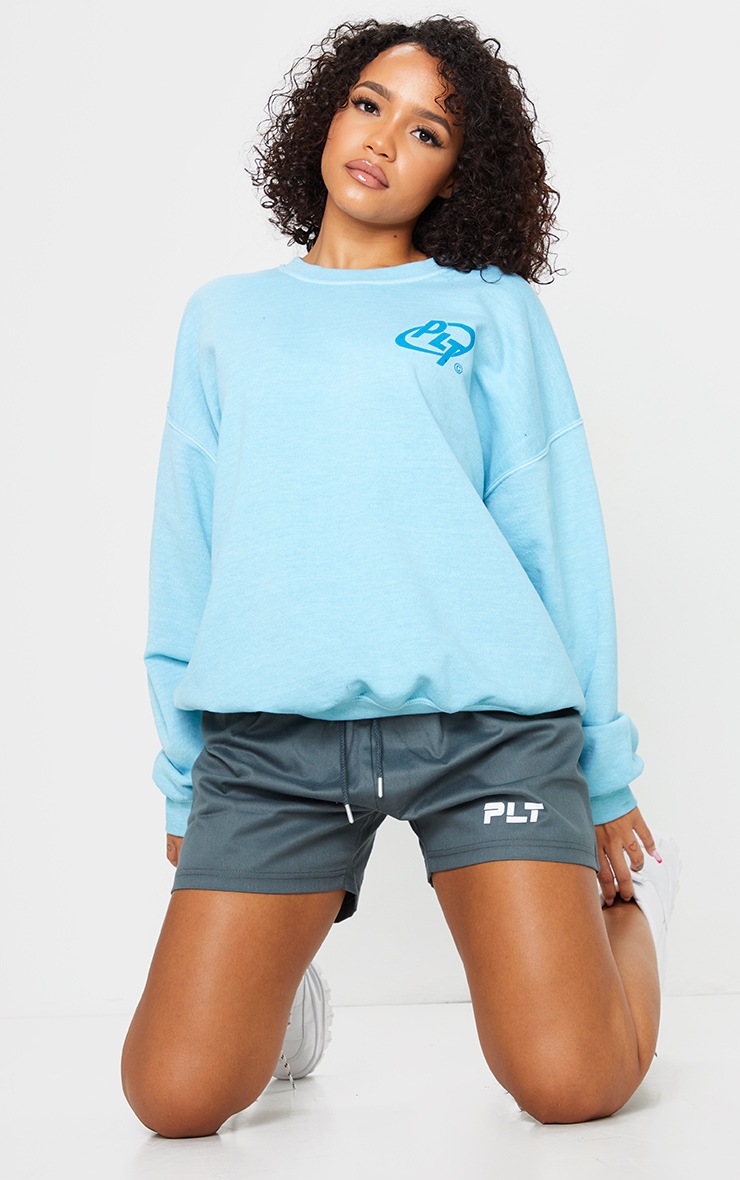 PRETTYLITTLETHING Charcoal Twill Runner Shorts