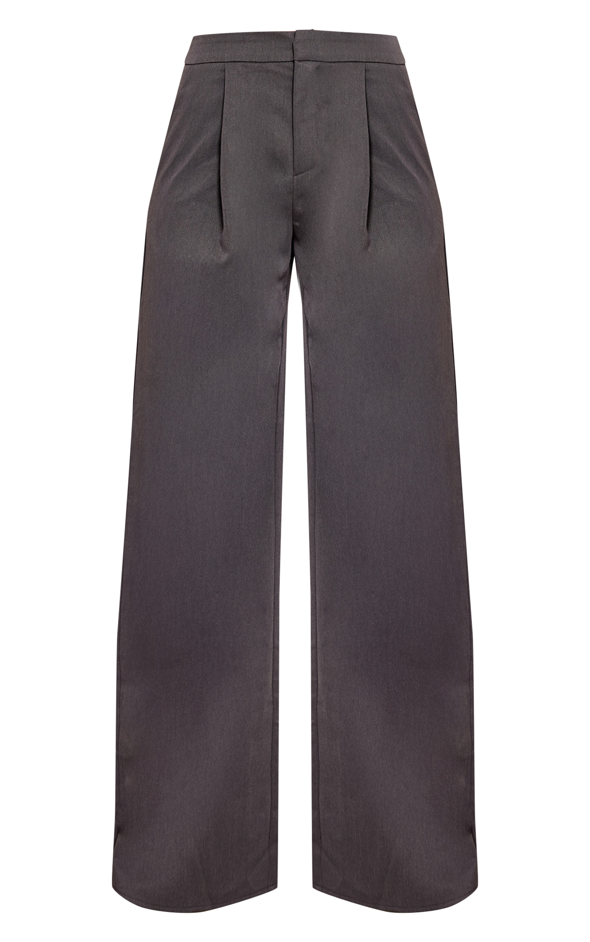 Charcoal Grey Premium Woven Tailored Wide Leg Pleated Pants image 5