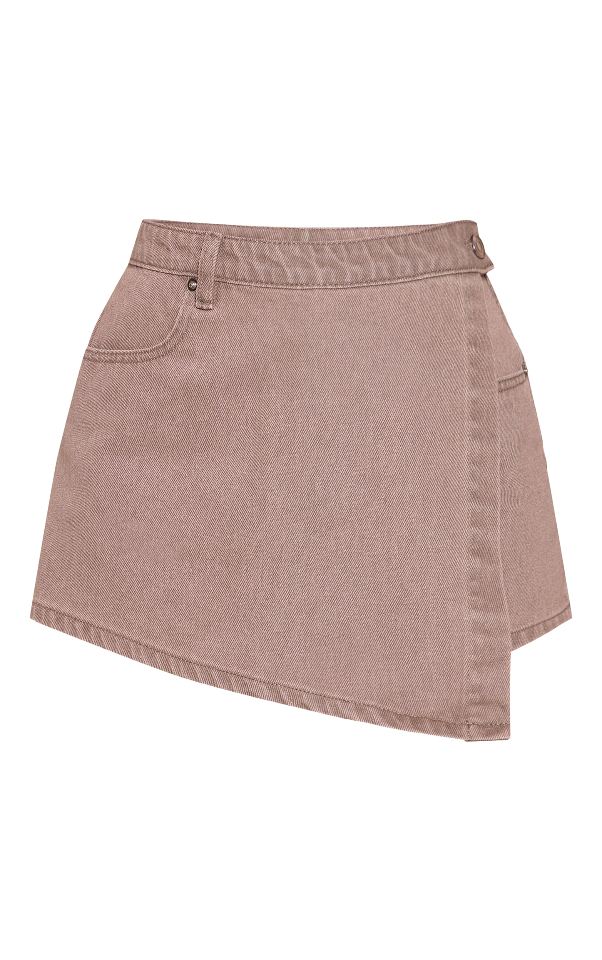 Petite Mushroom Wrap Front Denim Mini Skort image 6