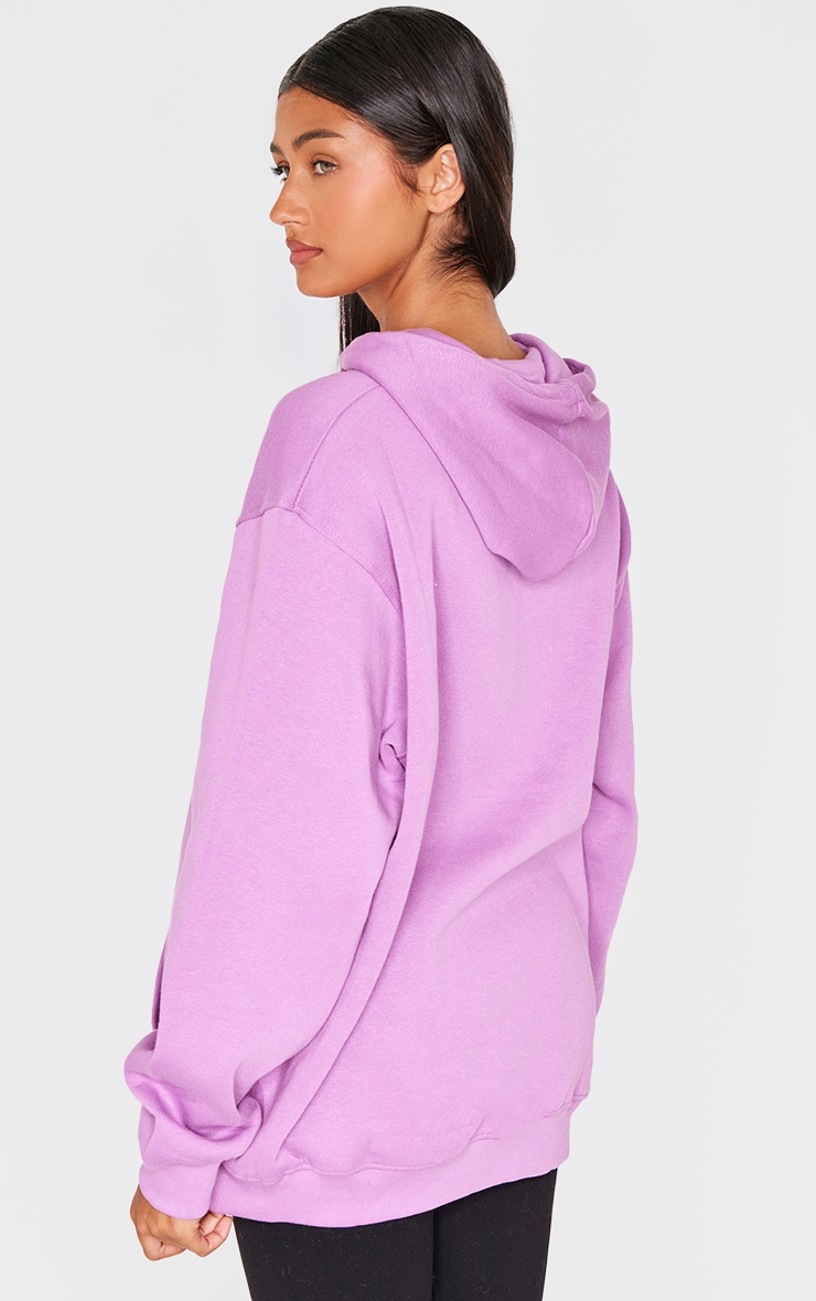 PRETTYLITLETHING Purple Graphic Embroidery Hoodie image 2
