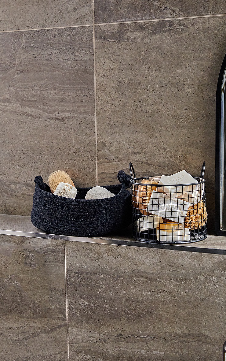 Black Medium Cotton Rope Storage Basket PrettyLittleThing USA