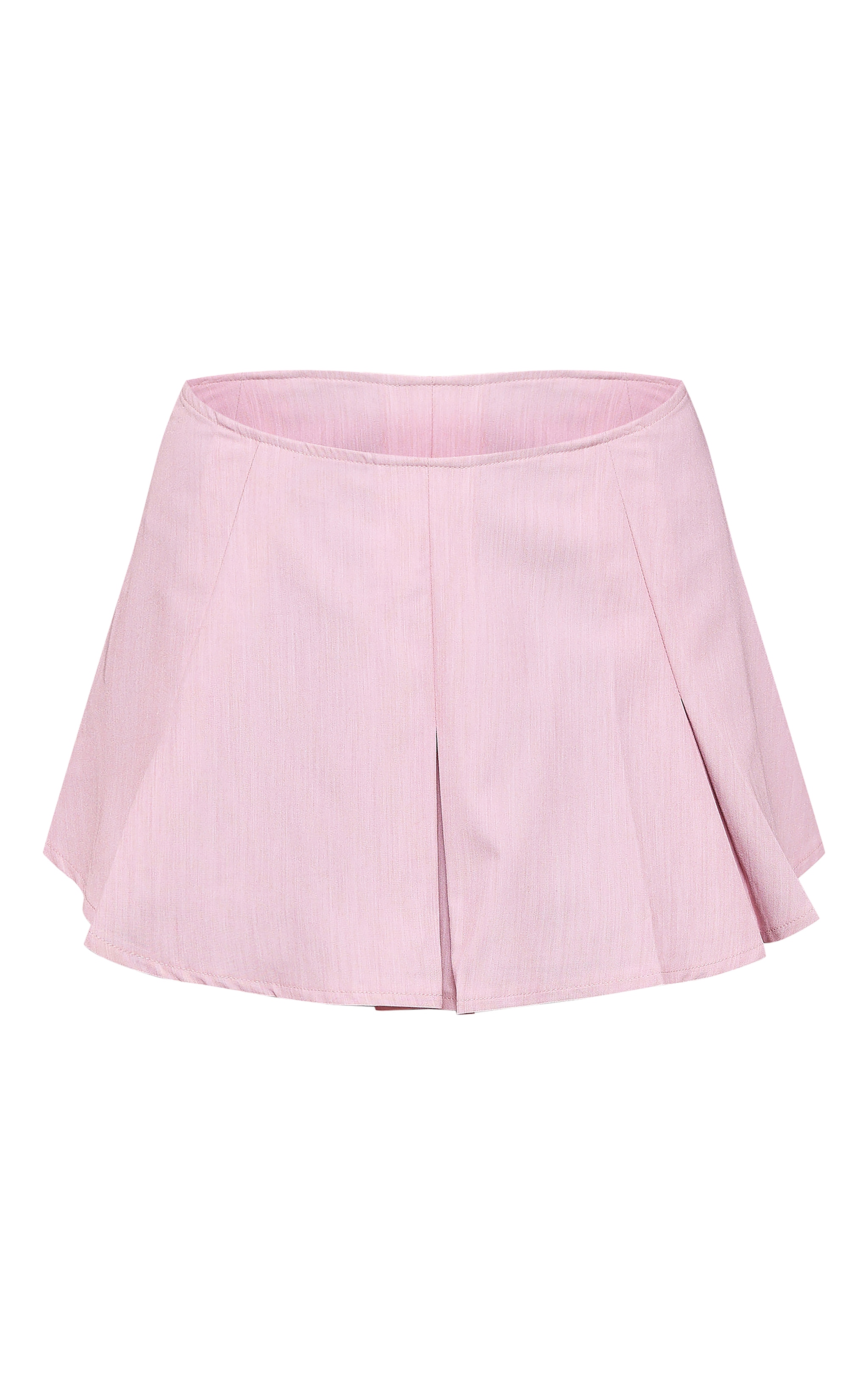Nude Pink Box Pleat Woven Tailored Mini Skirt image 6
