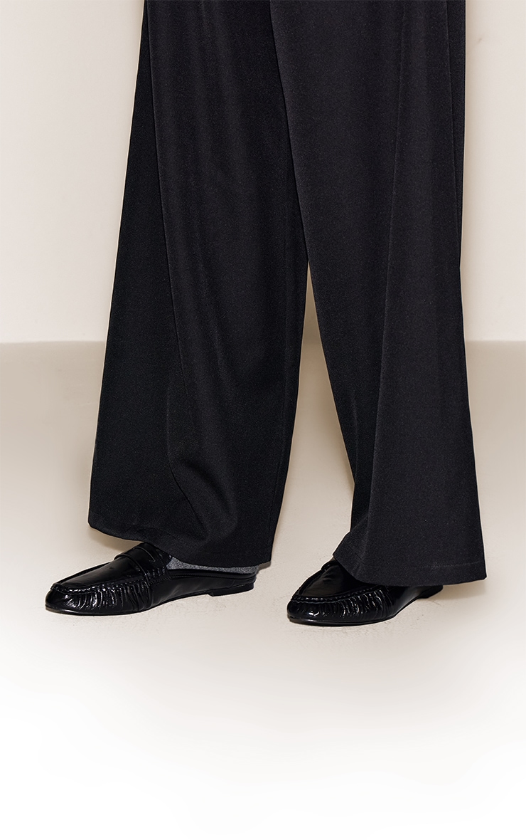 Black Ruched Round Toe Loafer Mule