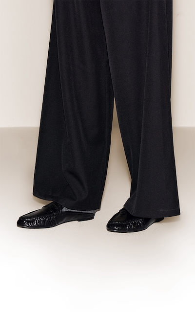 Mules style mocassins rondes noires froncées