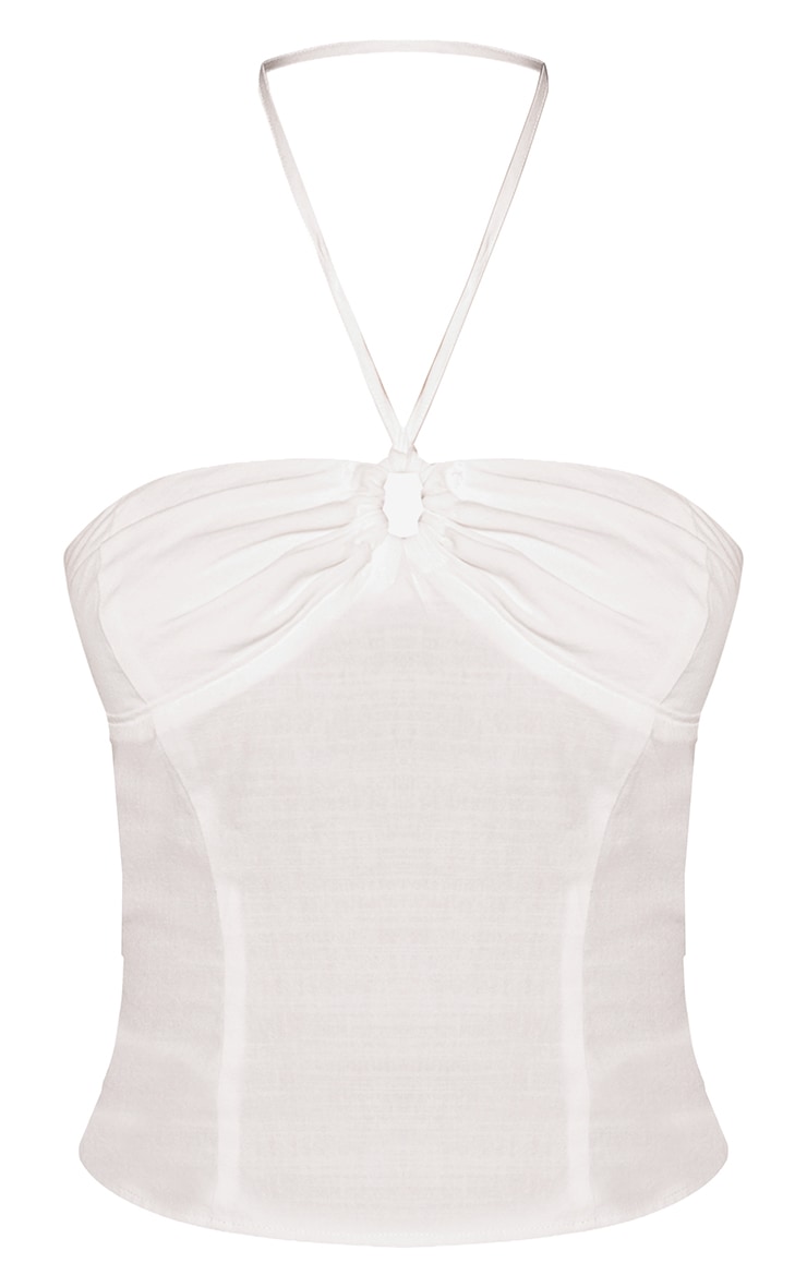 White Woven Trim Halterneck Cami Top  image 5