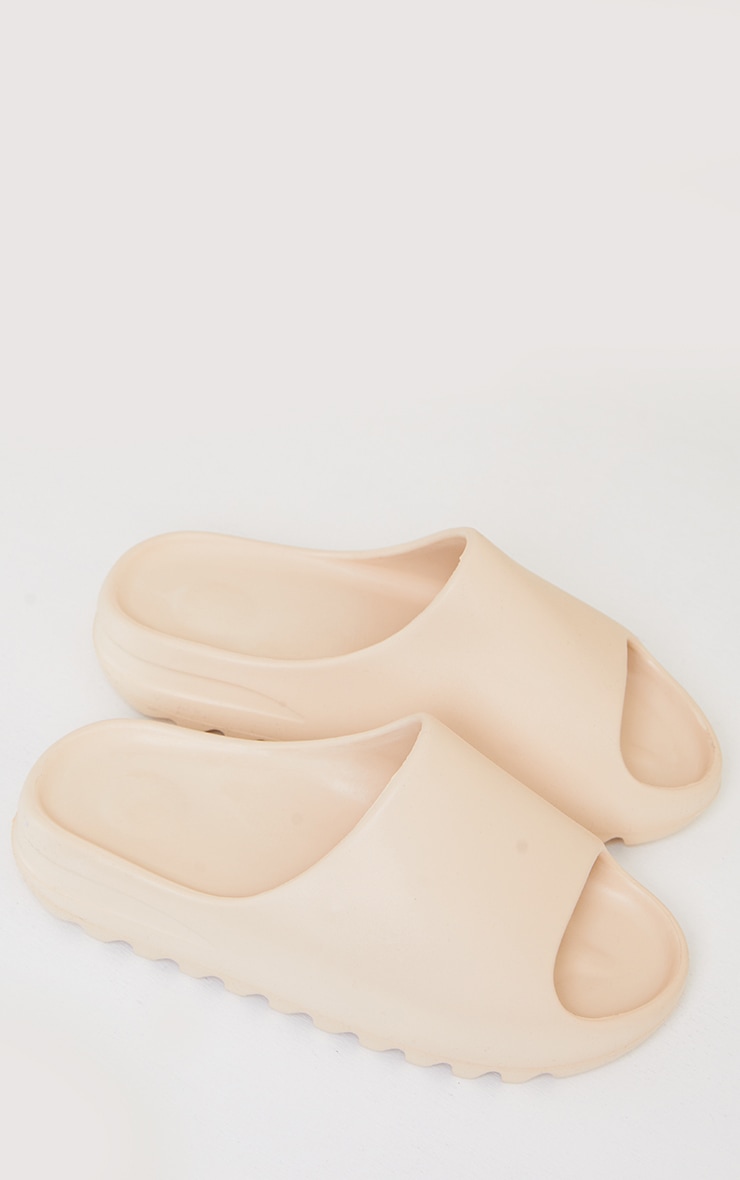 mocha rubberised ribbed sole slides