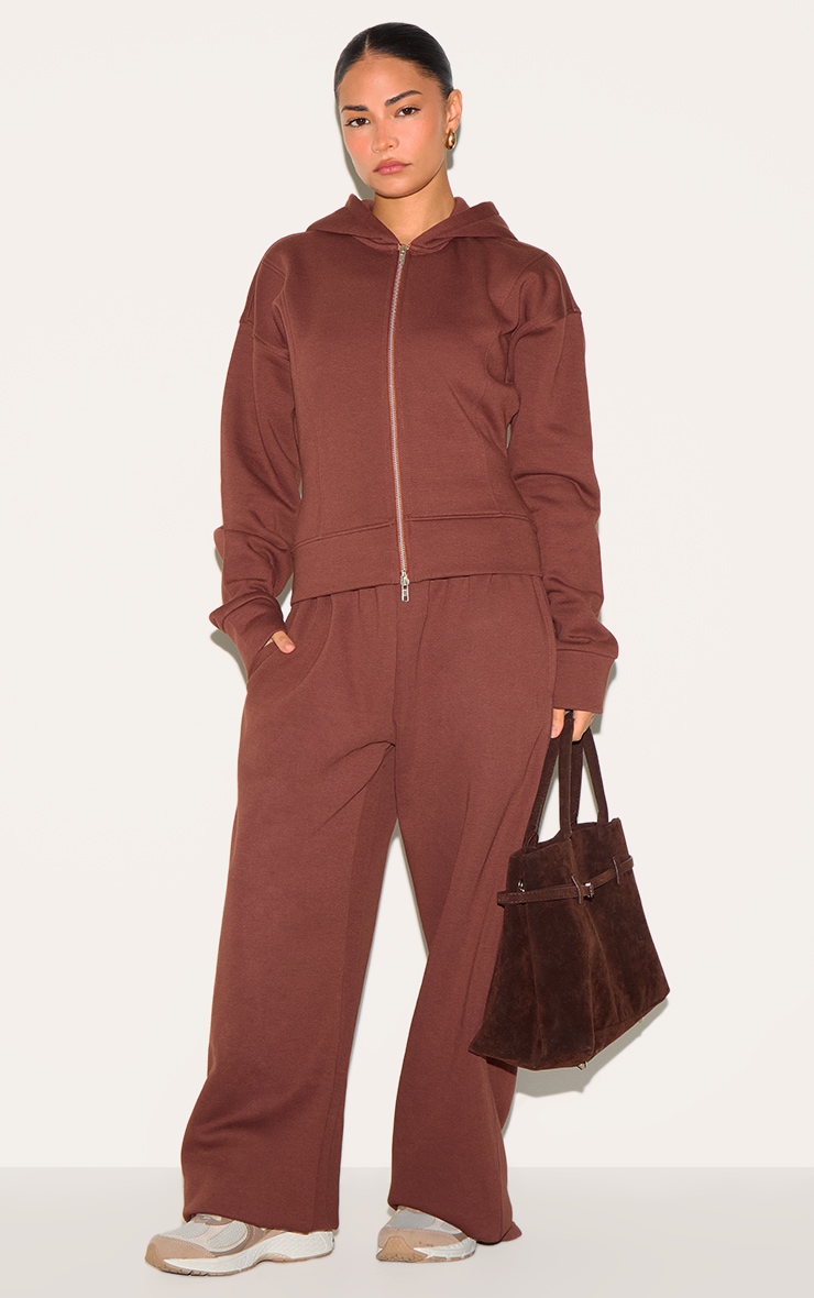Petite Deep Chocolate Double Zip Cinched Hoodie image 3