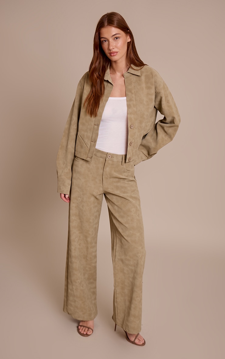 Veste en PU gris pierre délavé à décolleté image 3