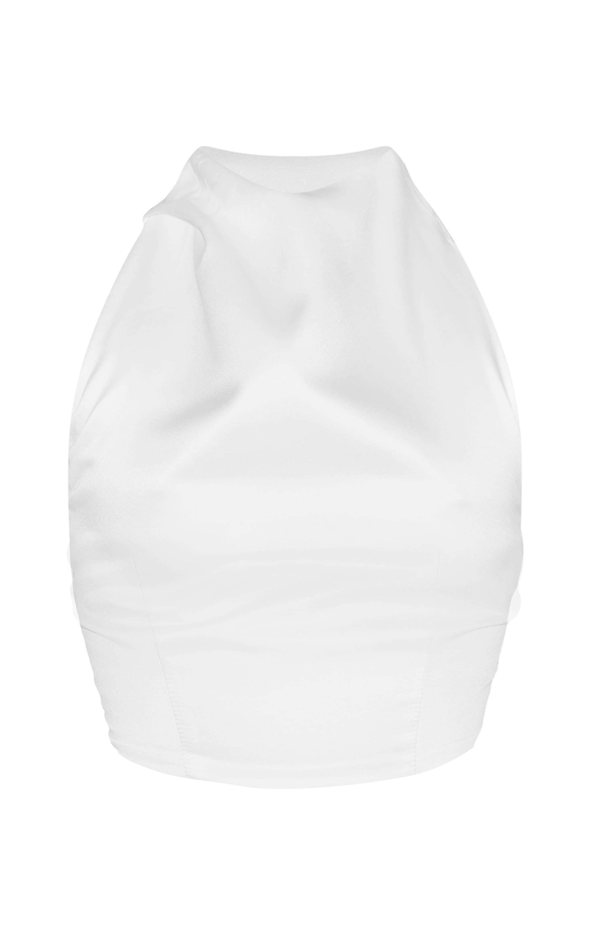Premium White Satin High Neck Cowl Top image 5