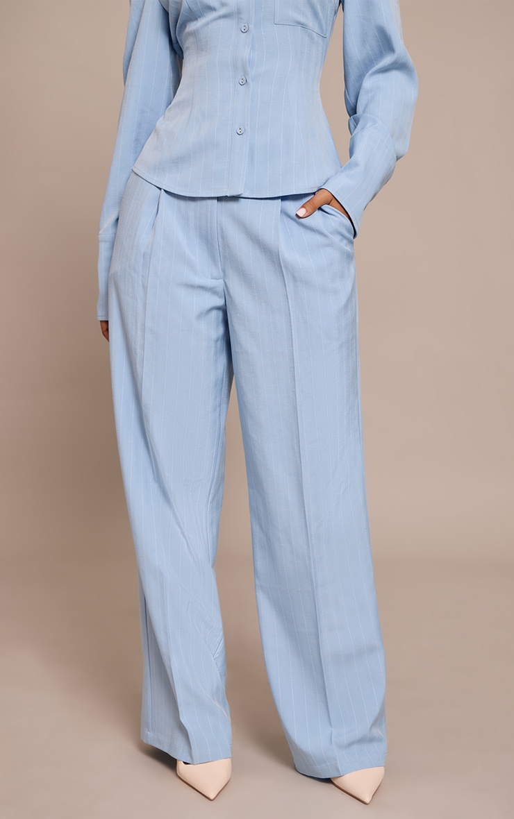 Petite Blue Pinstripe Tailored Pant image 2