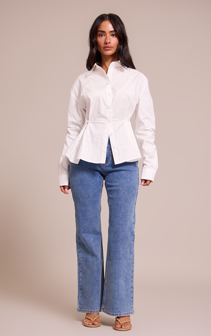 Petite White Ruched Front Detail Shirt image 3