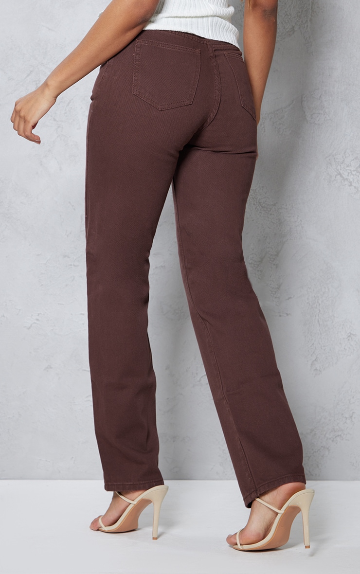 Chocolate High Waist Straight Leg Jeans image 3