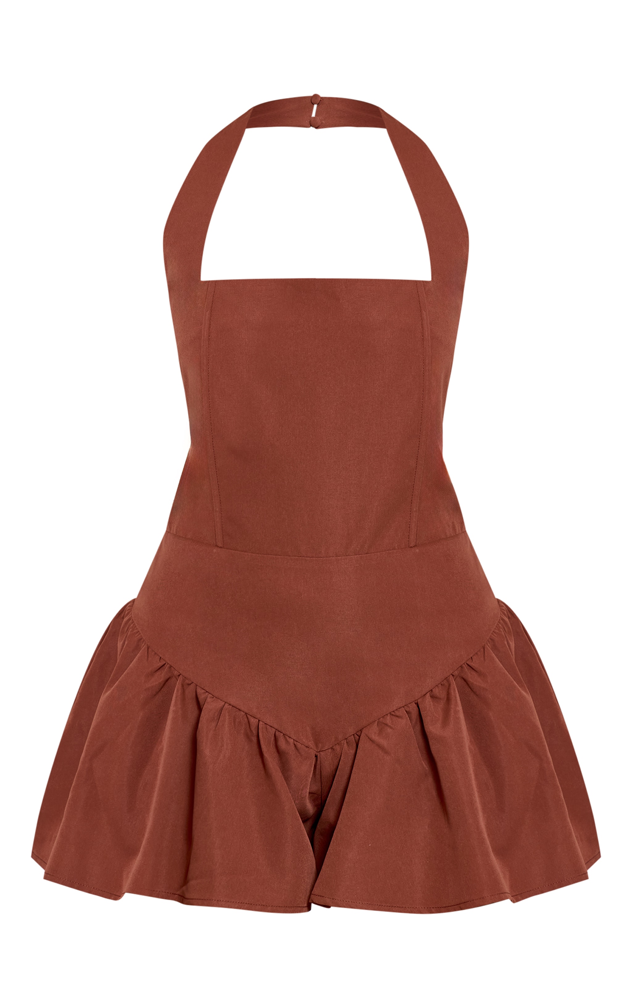 Chocolate Halter Neck Drop Waist Floaty Romper image 5