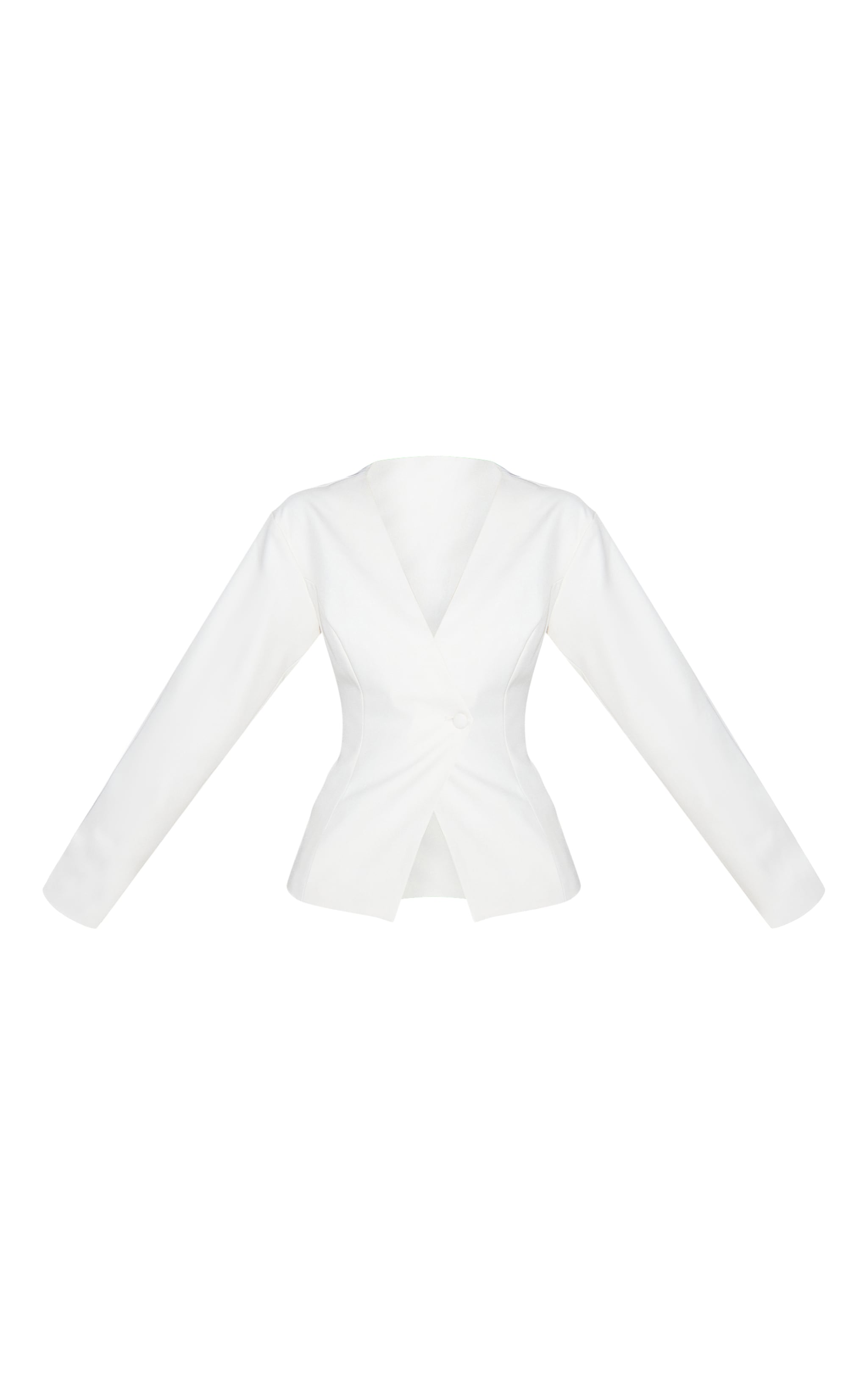 Cream Tailored Cinched Waist Asymmetric Blazer image 5