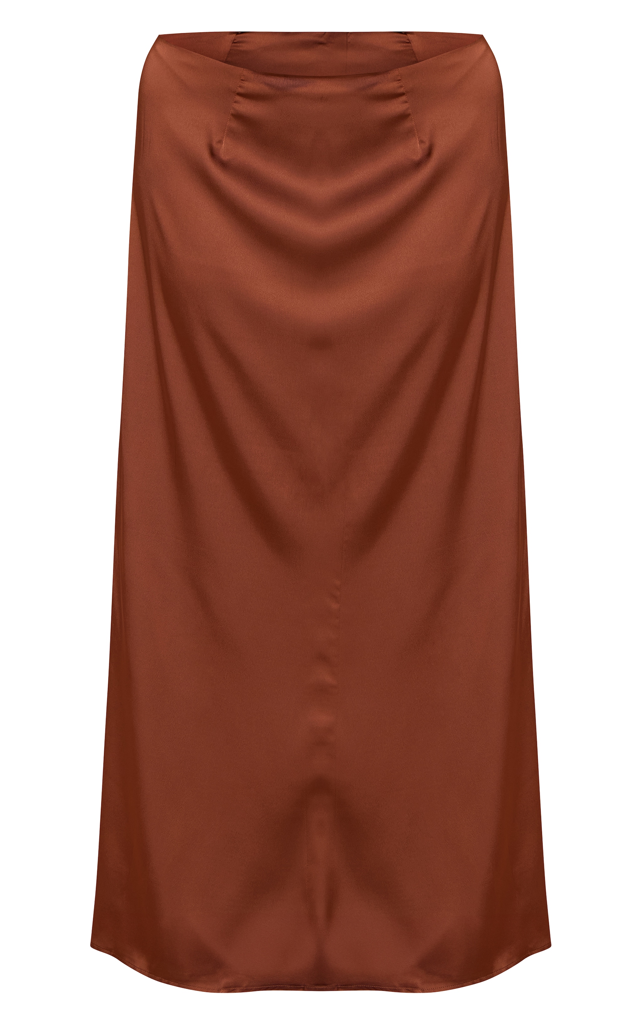 Plus Chocolate Satin Mid Rise Maxi Skirt image 5